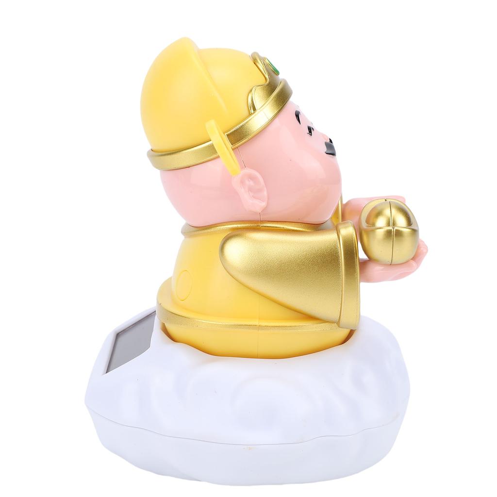 Cai Shen Statue Solar Powerd God of Wealth Fortune Sculpture with Swinging for Business Home Car Ornament Present