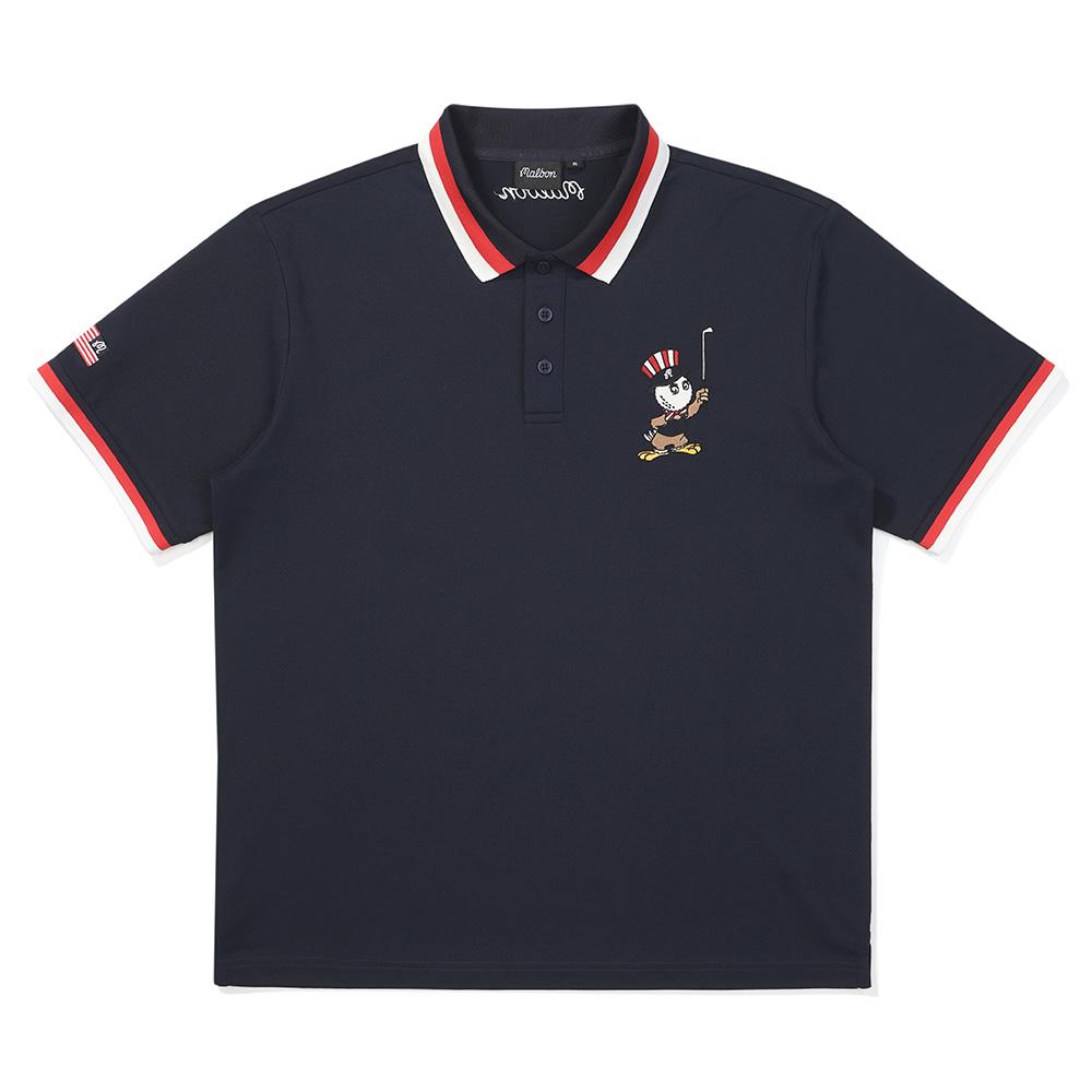 MALBON GOLF Eagle Bucket Flag Polo Shirt Navy (Man)