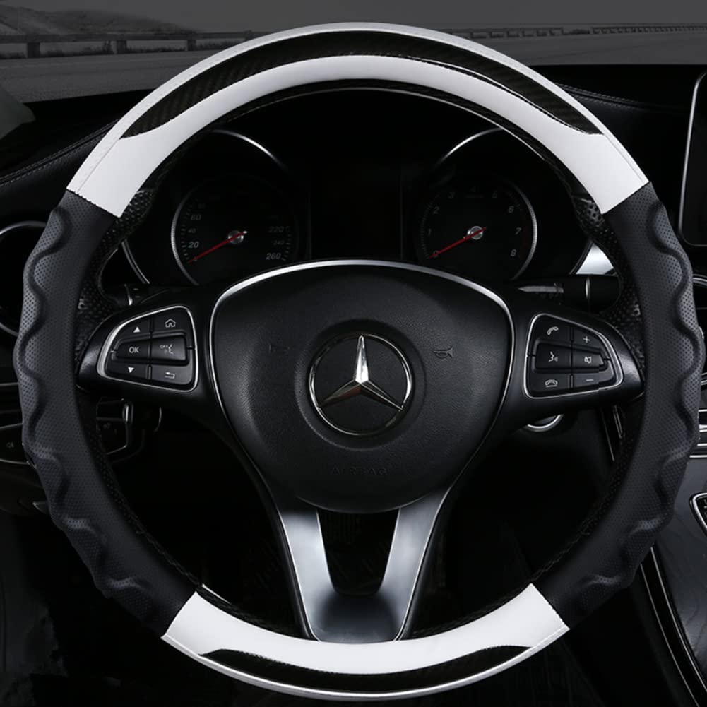 

TATACLEA Чехол на руль автомобиля для Kei 3D Пятноустойчивый Скользкий Удобный Отличный Белые Автомобили, О-образный, 38см, Рукоятка, & Устойчивый, Всесезонный, Дышащий, белый