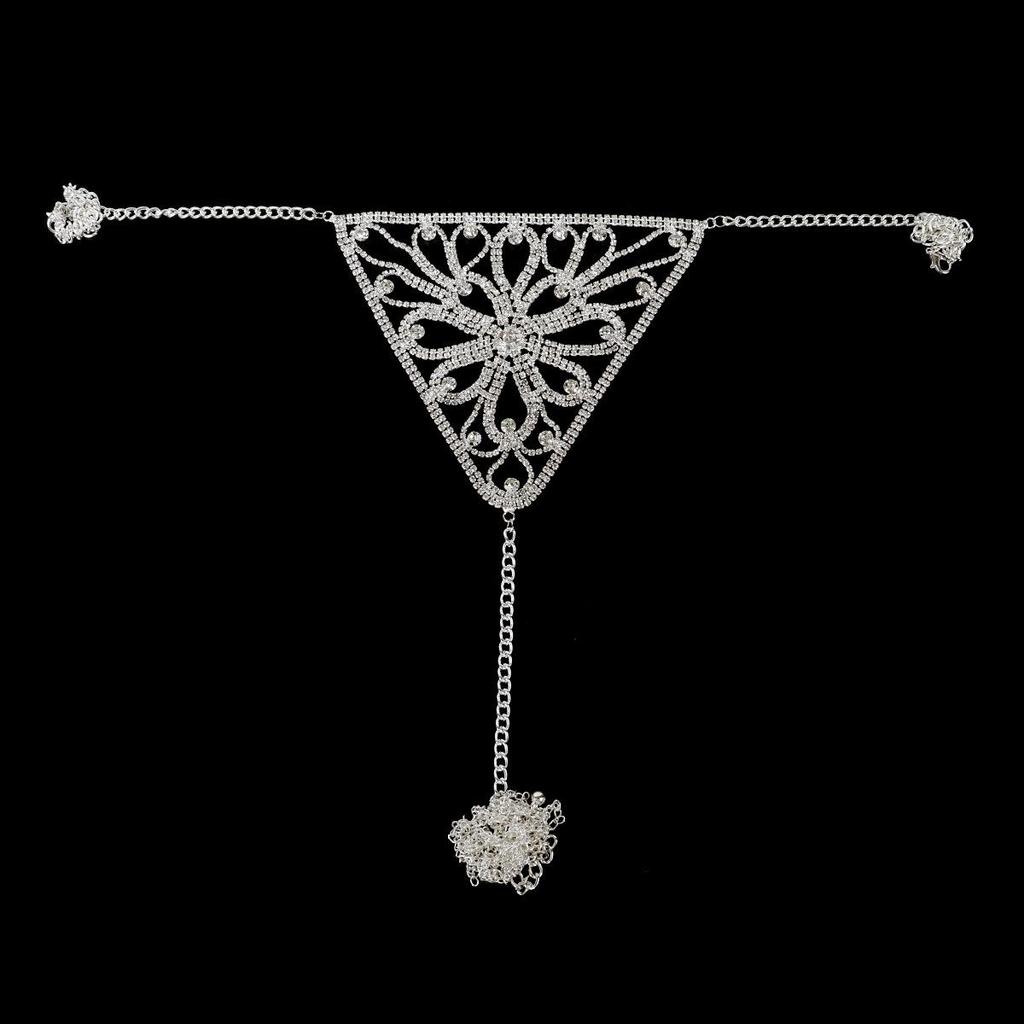 Europeisk og amerikansk trendy rhinestone bikini- og tangasett med glitrende kroppskjede for nattklubber og strender