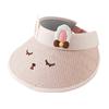 Children Sun Hat, Adjustable Elastic Headband Summer Hat, Breathable Hollow-Top Design Kids Hat, Foldable Bunny Ears Cartoon Print Outdoor Hat