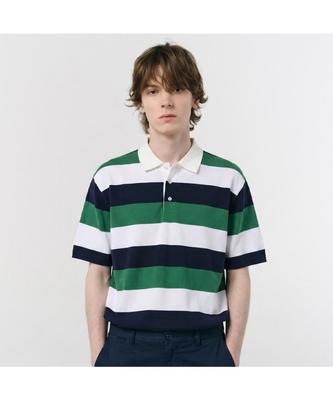 NOTIG 100% Cotton Striped Woven Patch Collared Pique T-Shirt_Oks3T1Ts101E1
