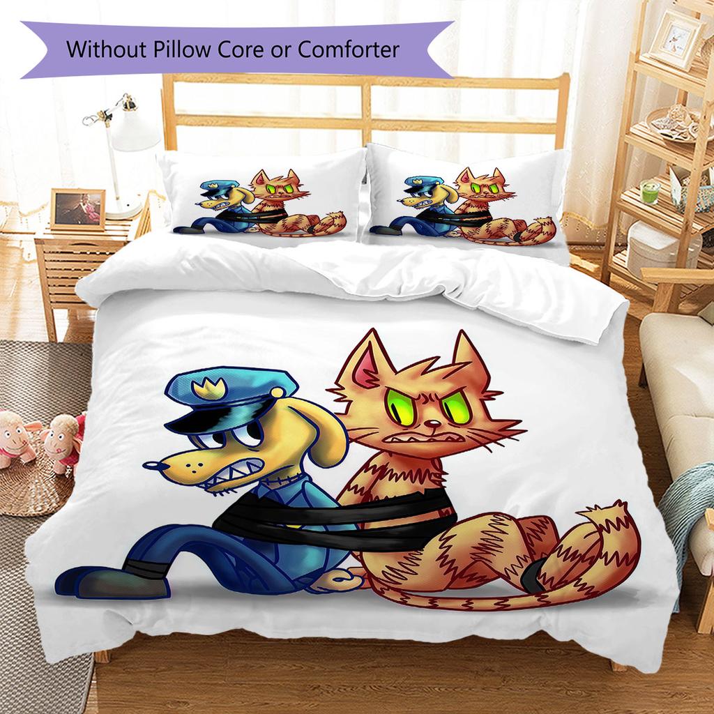 Dog Man Bedding Quilt Set Quilt Cover Pillowcase Home Decoration Birthday Gift (1 * Duvet Cover + 2 * Pillowcase, Without Core)