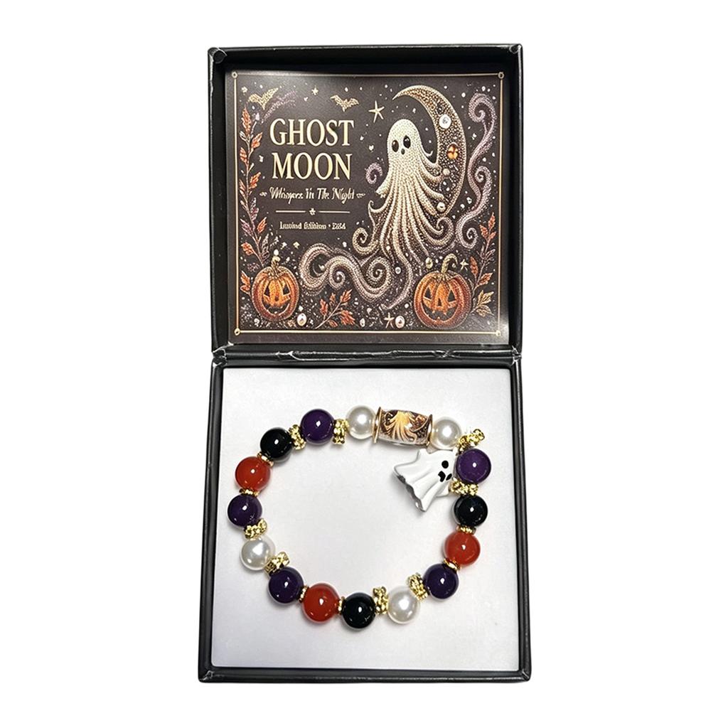 Halloween Beaded Bracelet for Women Cute Pumpkin Charm Jewelry for Party Gift