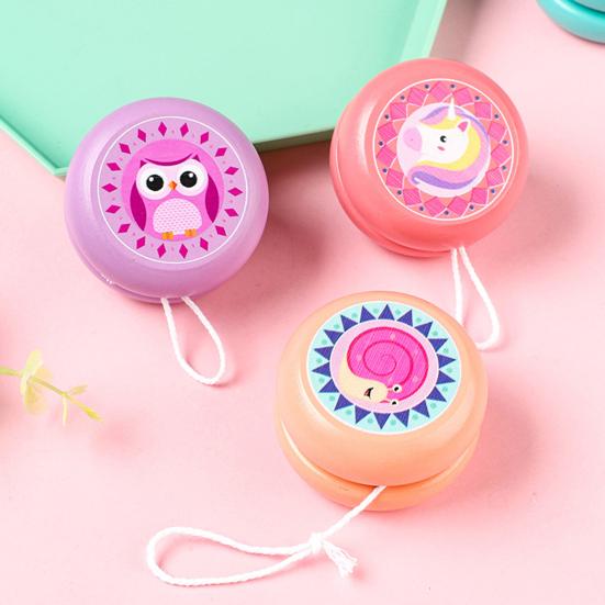 Kids Yoyo Toy with String Colorful Cartoon Trick Yoyo Responsive Ball Reflexing Auto Return Wooden