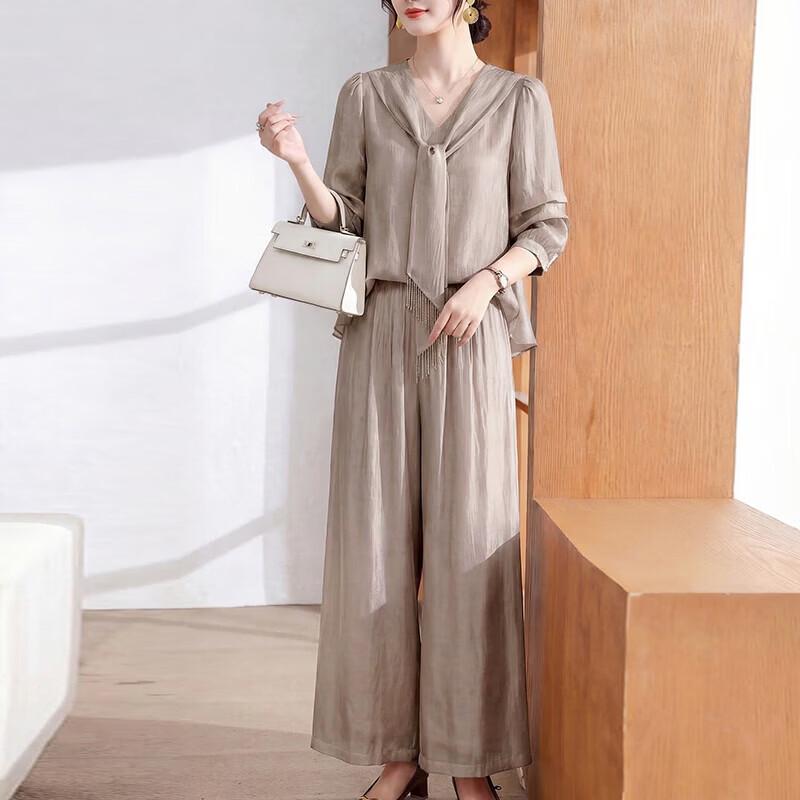 Xuexi 2026 Spring Elegant Casual Two-Piece Suit for Middle-Aged Women 3XL