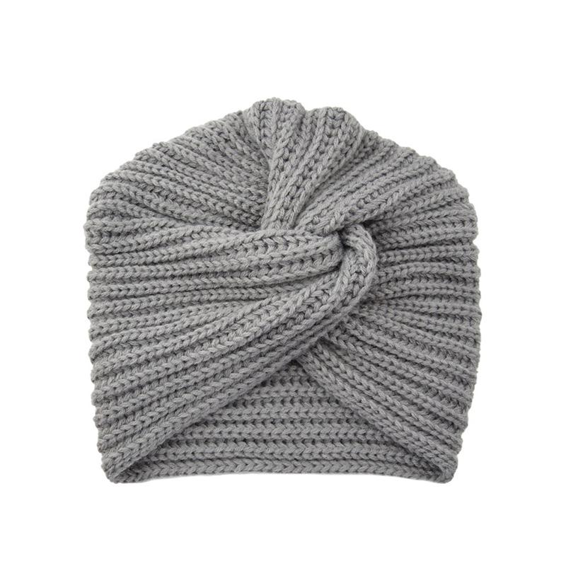 1Pc Women Headwear Head Wrap Hair Loss Turban Solid Color Knitted Cap Polyester