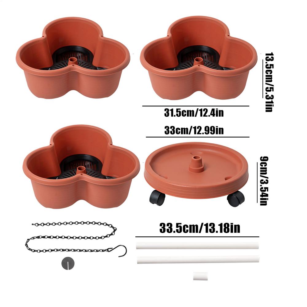 

Вертикальный цветочный горшок Штабелируемый горшок 3-уровневая башня На колесиках Съемные колеса Инструменты Для цветов Овощей Клубники В помещении Кухня кирпич красный