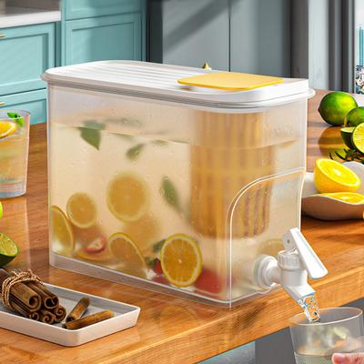 Large Capacity Water Jug With Tap For Refrigerator Cold Hot Beverage Storage Plastic Pitcher For Juice Iced Tea Kitchen Home Use Ice Box Set