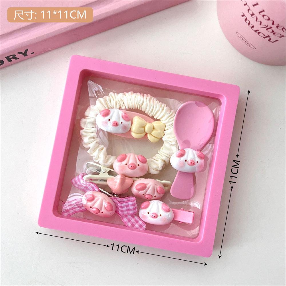 Cute Piggy Hair Clip Set Tie A Ponytail Headband Hair Tie Cartoon Headwear Sweet Girl Side Clip Styling Hair Accessories