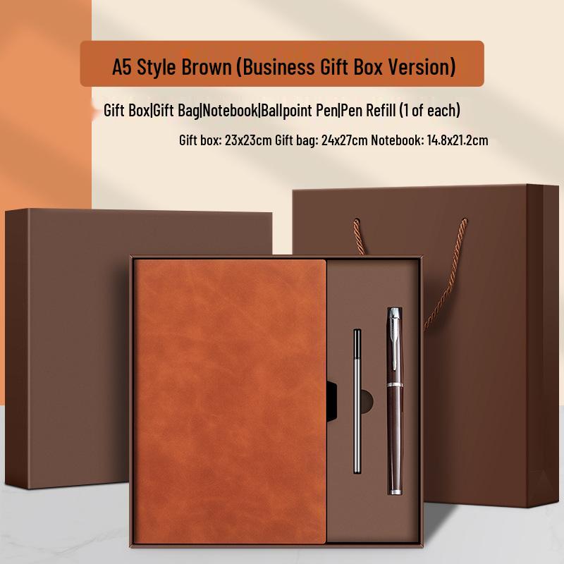 Custom Logo A5/B5 Leather Notebook Gift Set for Office Meetings