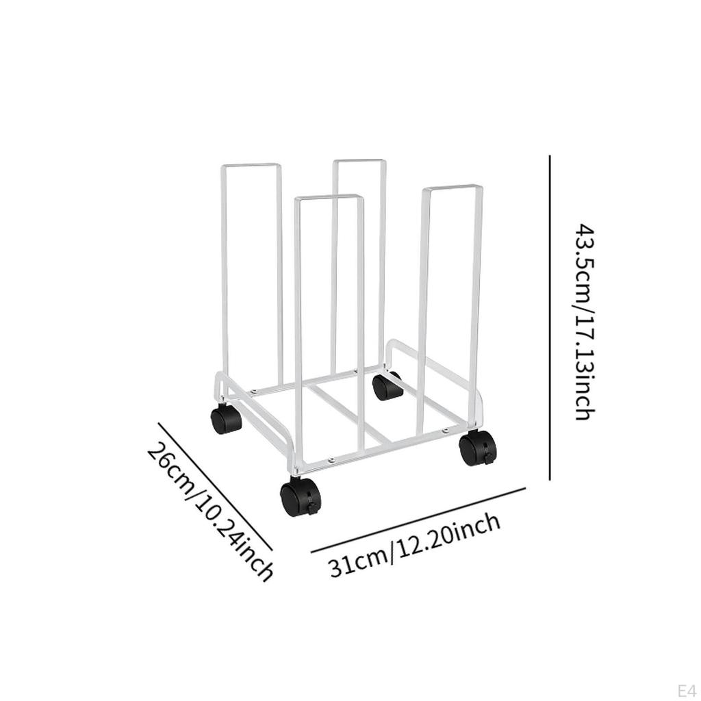 Carton Storage Rack Cart with Wheels 31cmx26x43.5cm Multipurpose Metal Frame Mobile Cardboard Stand