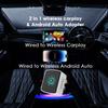 2 IN 1 New Smart Wireless CarPlay Android Auto Adapter Hassle-Free Plug&Play Stable BT WiFi Connect OTA Updates Fit 99% Vehicle