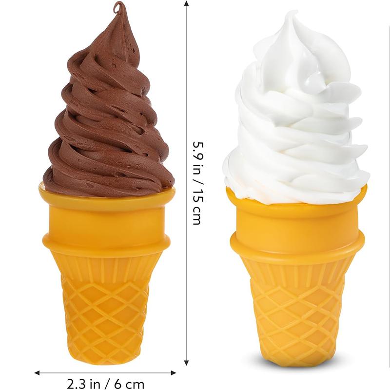 2Pcs Simulated Ice Cream Artificial Lifelike Ice Cream Fake Ice Cream Food Model Party Decor Sample Display Photography Props