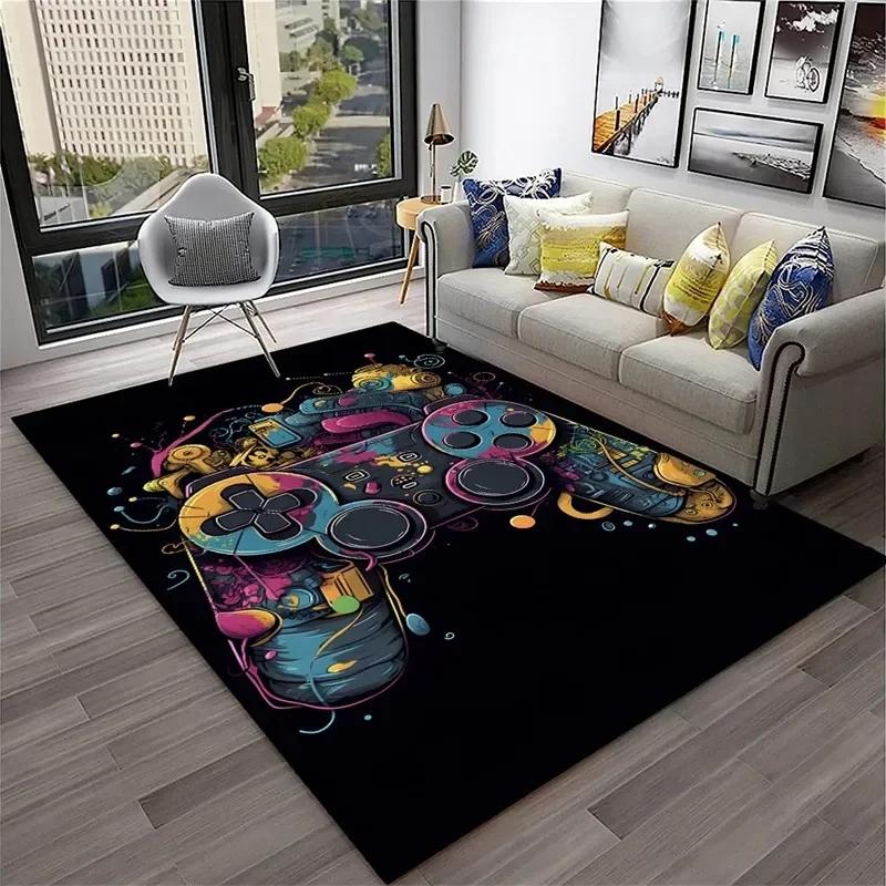 Gamer Rugs for Bedroom Playroom Boys Teen Game Gamepad Carpet Bathroom Kitchen Living Room Floor Mat Home Decor Non-Slip Doormat