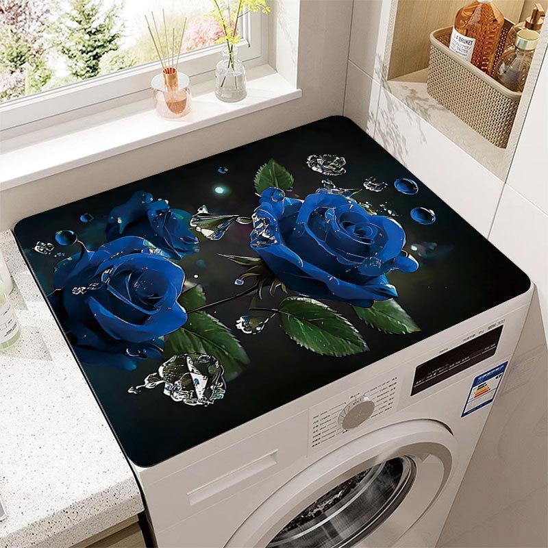 Staubdichte und schnelltrocknende Kühlschrank- und Waschmaschinen-Abdeckmatte mit elegantem Blumenmuster