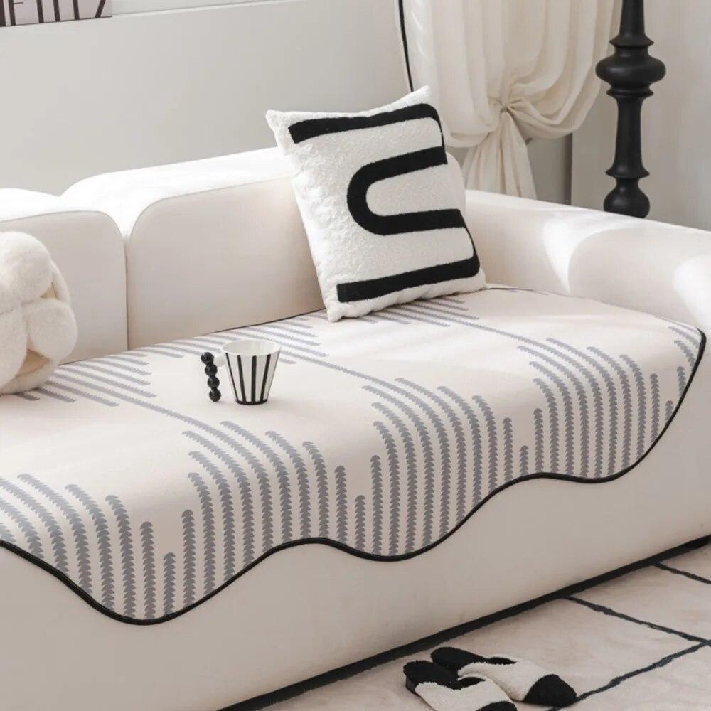 Modern Irregularity Chenille Sofa Covers Plush Sectional Couch Non Slip Sofa Slipcover Furniture Protec Cushion Carpet Bath Mat
