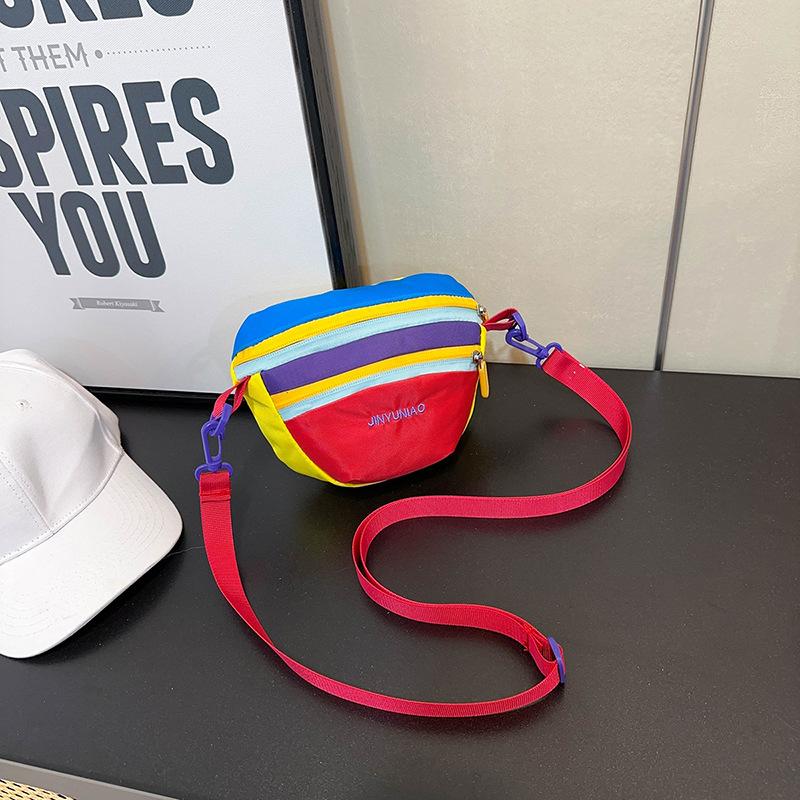 2025 Fashion Dopamine Contrast Color Men's and Women's Same Outdoor Sports Mountaineering Portable Waterproof Nylon Crossbody Breast Bag