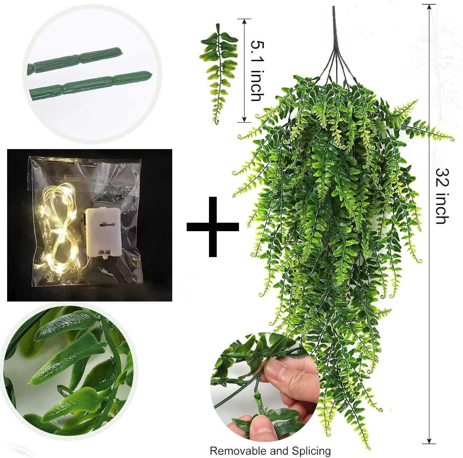 

1Pcs Green LED Artificial Vine Leaf Fake Plant for Home Room Decor Garden Wedding Decoration Wall Outdoor Doors Windows Ornament