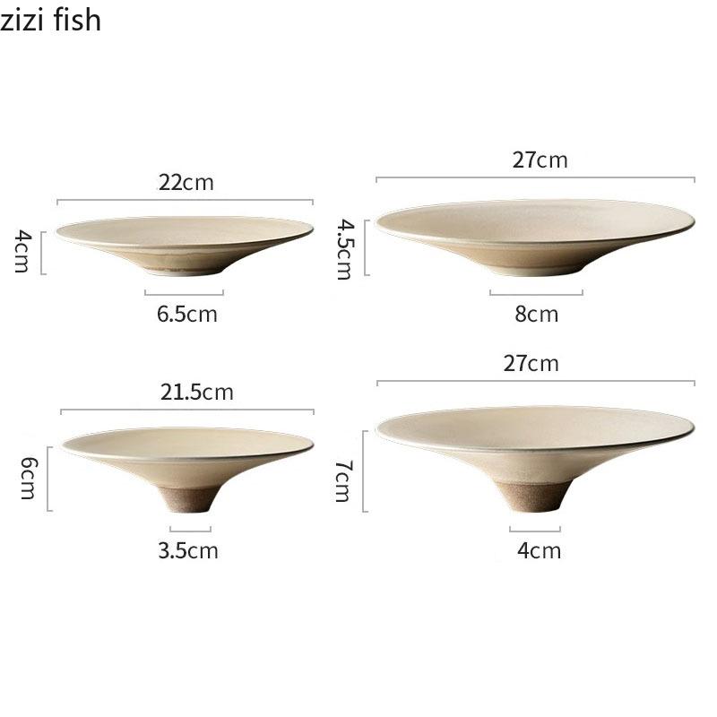 Creative High Foot Ceramic Dinner Plate Steak Plate Dessert Plates Snack Plates Pasta Plates Restaurant Special Tableware