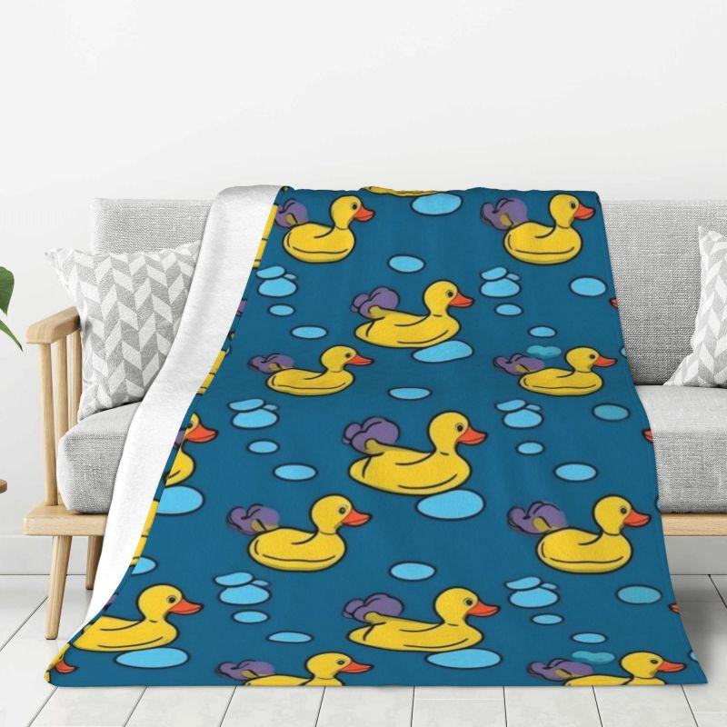 Custom Ultra-Soft Fleece Yellow Colorful Rubber Duck Pattern Throw Blanket Warm Flannel Blankets for Bed Home Couch Quilt