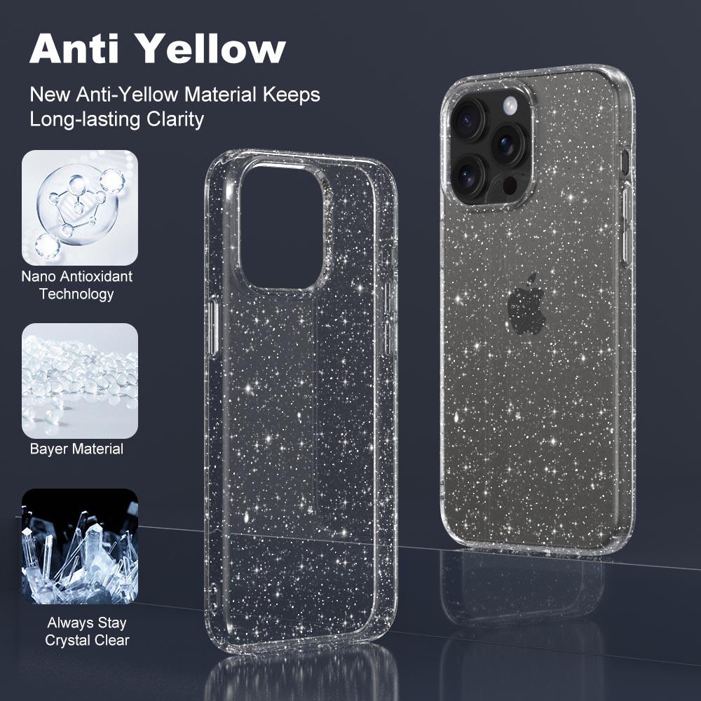 Disponible: Coque de téléphone ultra-fine à paillettes pour 17 Pro Max, 16 Pro, 15/14. Doux, Élégant, Résistant à l'usure.