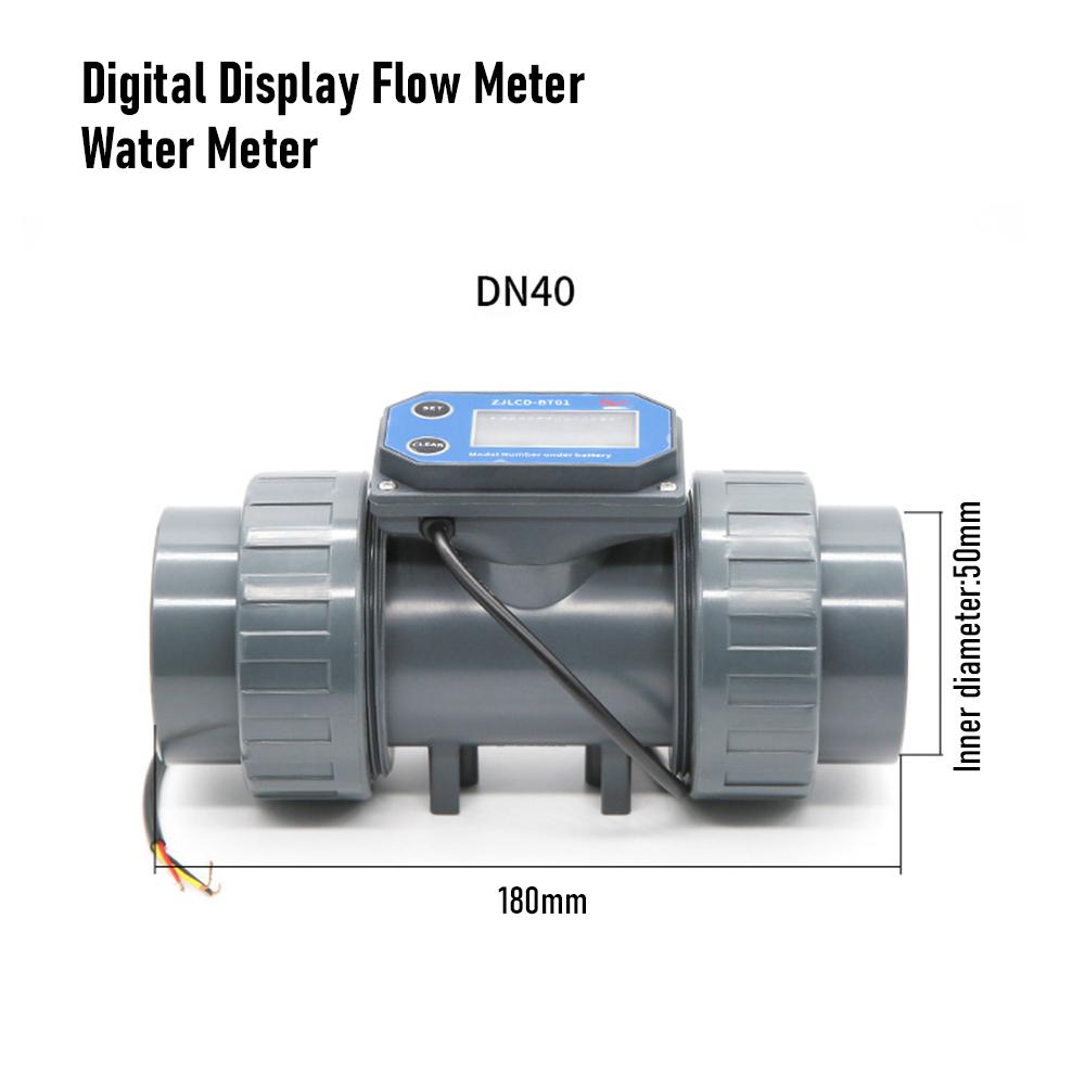 TUNGFULL Digital Turbine Flow Meter UPVC Pipeline Water Flow Sensor LCD Display DN40 Liquid Counter For Irrigation Sewage Pipe