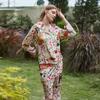 Fashion Comfortable  Pajamas Women's High-end Sense  Style Lapel Spring and Summer Long Sleeve Home Suit