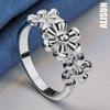 925 Sterling Silver Three Flower Ring Fashion Wedding Jewelry