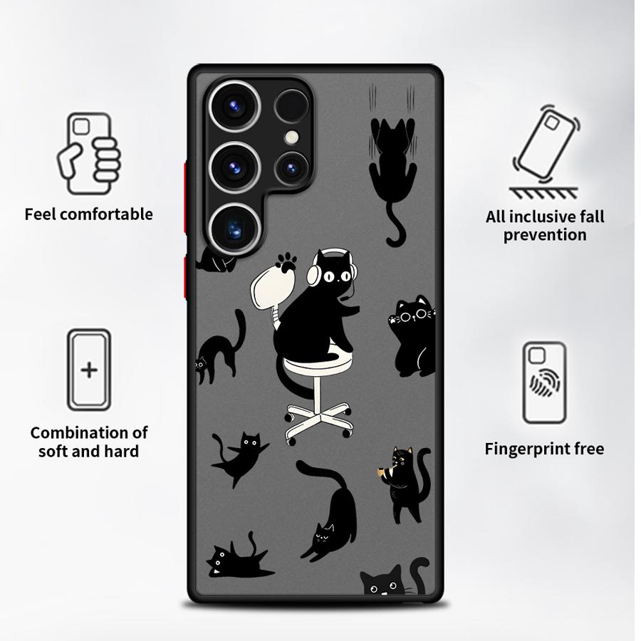 Case for Samsung Galaxy Note 20 Ultra 10+ S25 Ultra S23 FE S24 Plus S20 FE S22 S21 S26 Funda Back Phone Cover Cute Cartoon Cat