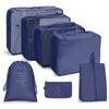 Ecarla 7-Piece Travel Cosmetic Bag Set - Navy Blue