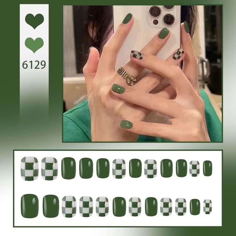 24Pcs Purple Bunny Design Full Coverage Press On Nails Artificial Removable Fake Nail Art Acrylic False Nails Finished