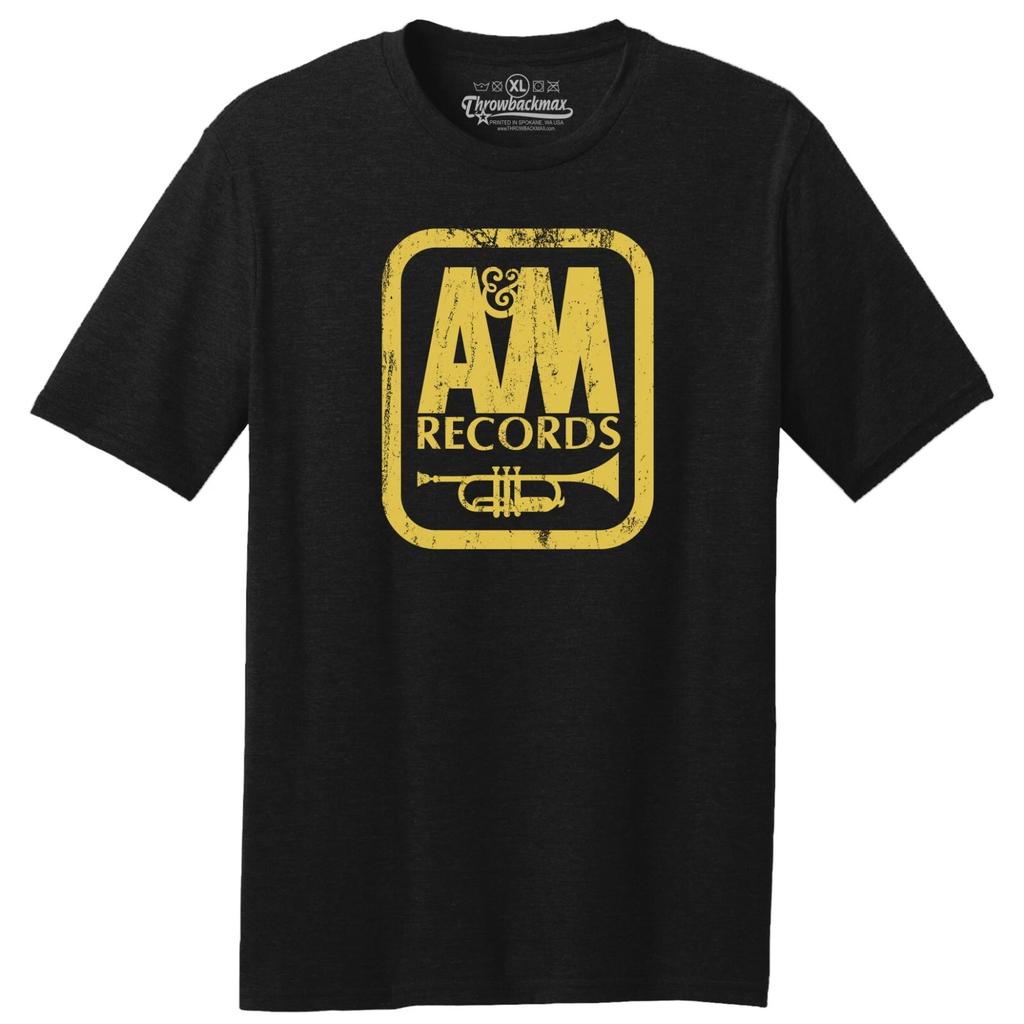 Throwbackmax A&M Record Label Classic Cut, Premium Tri-Blend Black T shirt