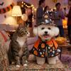 Pumpkin Theme Printed Cat Cosplay Cloak Adjustable Fit Dog Cloak Set Pet Wizard Cap Cloak Holiday