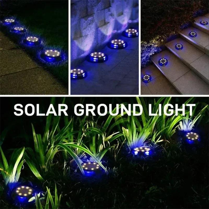 Colorful 12LED Solar Power Disk Light Outdoor Garden Solar Underground Light Deck Light Buried Solar Led Lamp Garden Decor