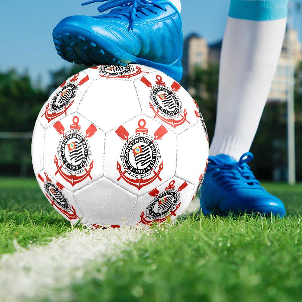 Corinthians Size 5 Soccer Ball, Machine-Stitched PVC, Durable & High Bounce, All Ages Fit, Fan Merchandise, Matches & Outdoor Use.