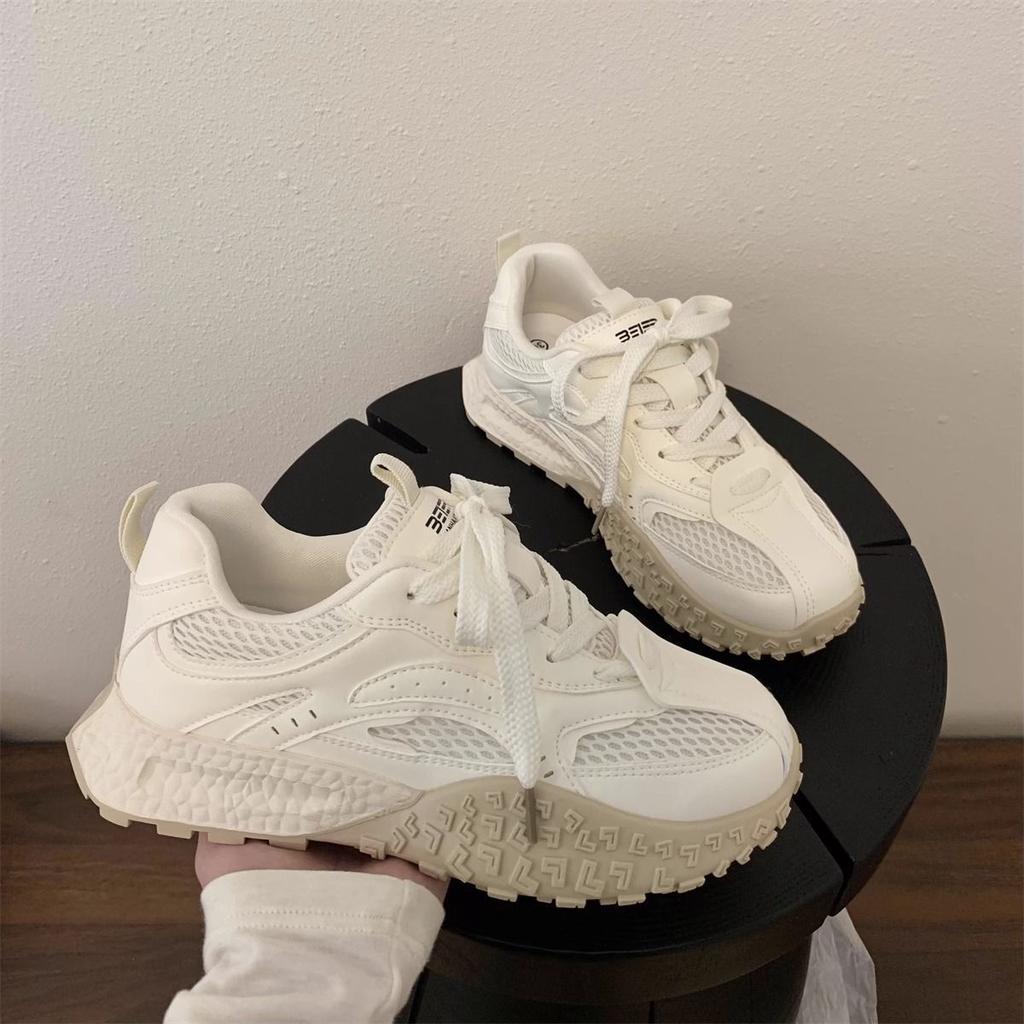 Summer mesh breathable sneakers women's 2025 new niche versatile height increase casual lightweight platform dad shoes