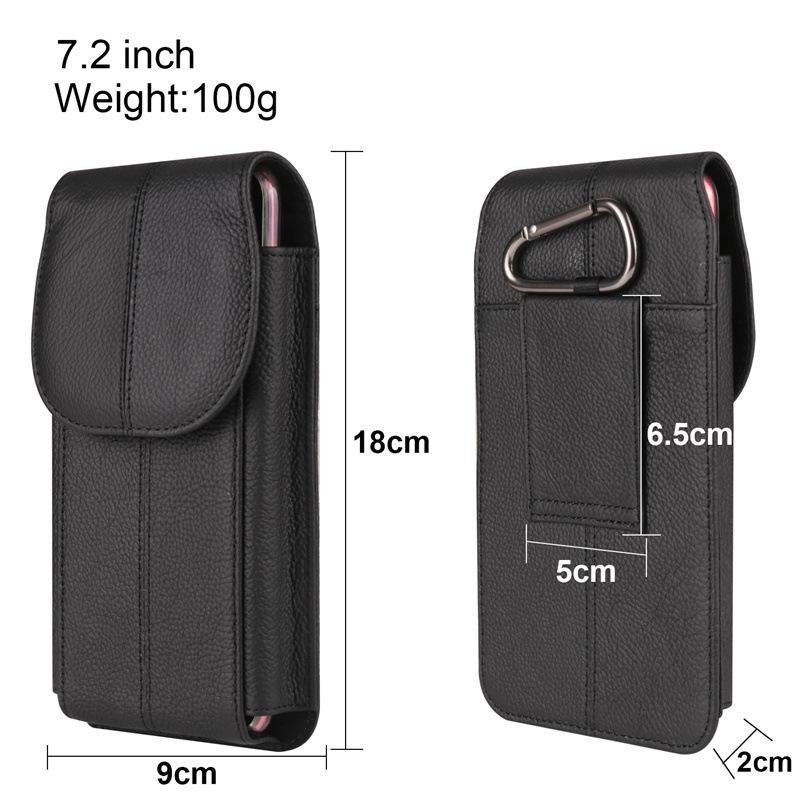 Universal 7.2" Vertical Cowhide Flip Phone Waist Pack for Samsung & Apple, Shell Pattern