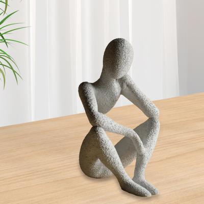 Yousheng Abstract Thinker Statue Sit In Meditation Figure Desktop Philosopher Figurine for Home Bookshelf Cabinet Decoration