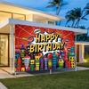 Comic Book Style Happy Birthday Party Banner, Polyester Backdrop for Home Room Wall