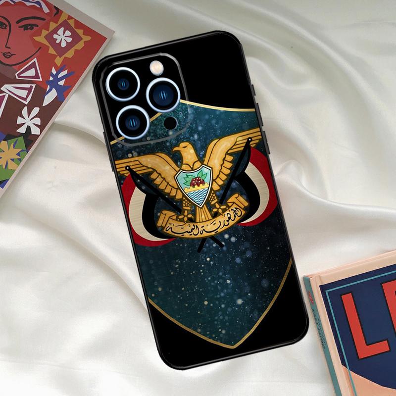 Yemen Coat of Arms Flag Phone Case For iPhone 16 15 14 12 11 13 17 Pro Max 15 16 Plus 13 Mini 16e 17 Air Funda Cover