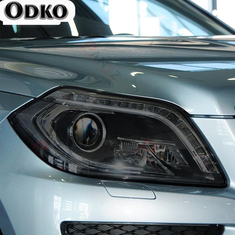 2 Pezzi Per Mercedes Benz GL Vetro X166 2013 2014 2015 Pellicola Protettiva Fari Auto Trasparente Nero TPU Protettiva