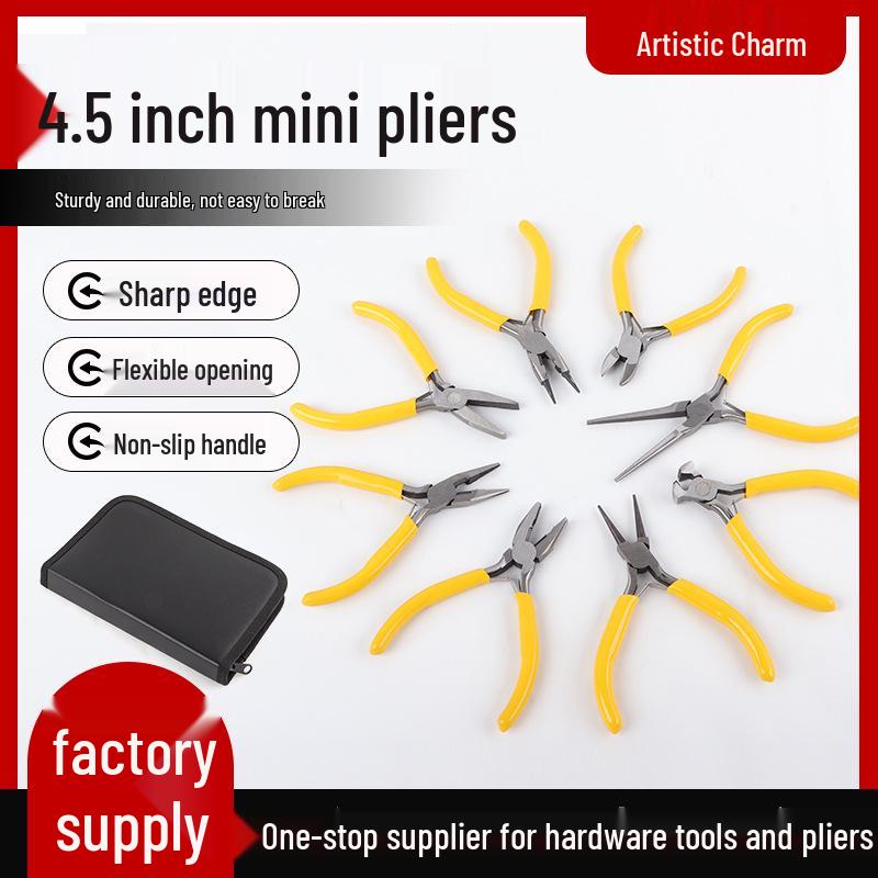 4.5 Inch Angled Needle Nose Pliers for Jewelry and DIY Crafts Toothed Needle Nose Pliers