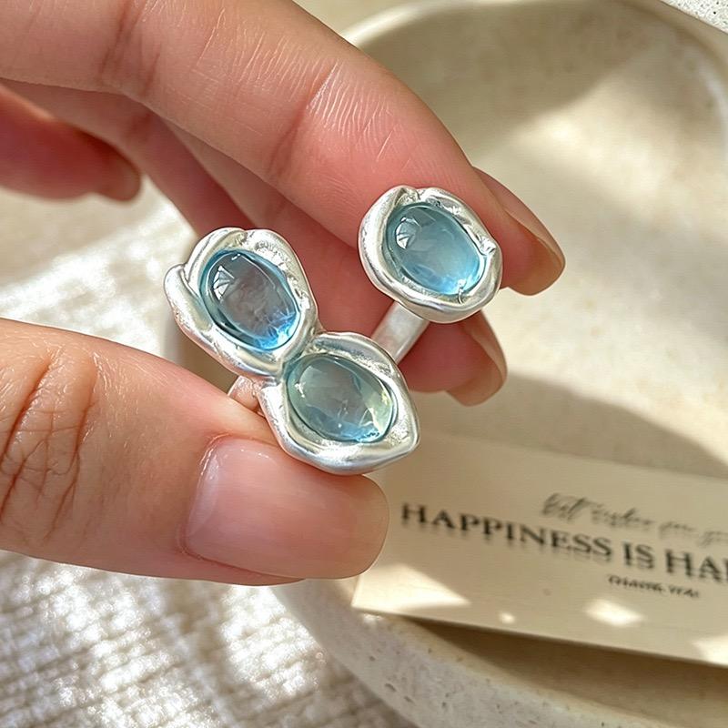 Xiaomi BF CLUB 925 Sterling Rings for Women Simple Geometric Handmade Irregular Moonstone Retro Ring Allergy For Birthday Gift