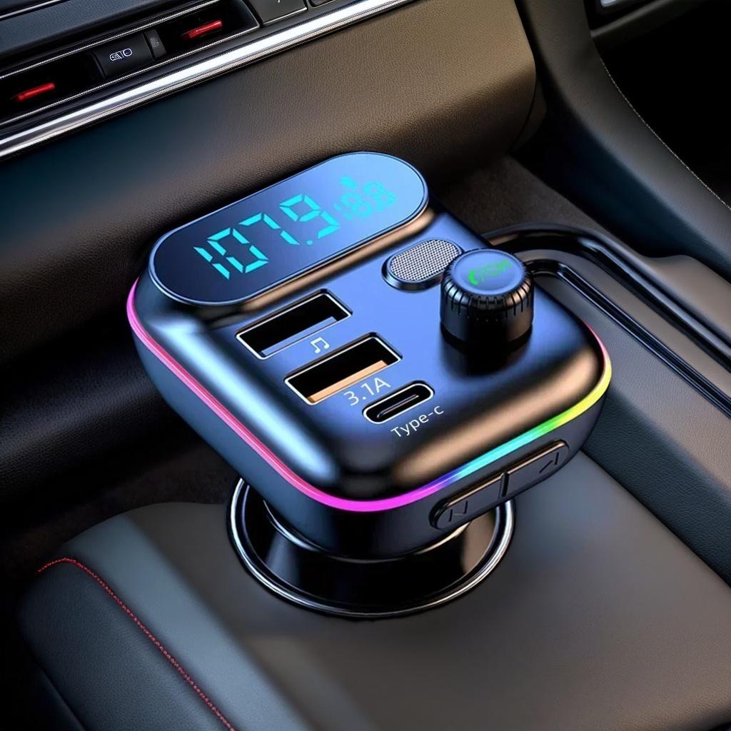 QC3.0 25W Car/Moto Charger - Fast USB-C & Bluetooth 5.0 FM Transmitter with MP3 Player (Handsfree)