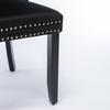 Nikki Collection Hochwertiger getufteter Massivholz Moderner Samtbezogener Esszimmerstuhl mit Holzbeinen Nagelkopfverzierungen 2er-Set, Schwarz, DE2001BK