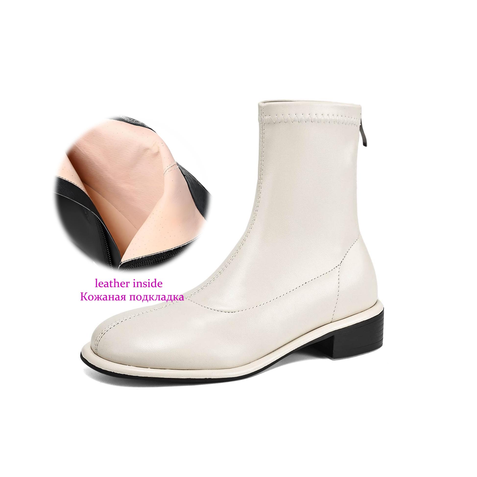 

Krazing Pot Microfiber Autumn Winter Shoes Low Heels Size 43 Stretch Boots Back Preppy Style Street Wear Ankle Boots 34