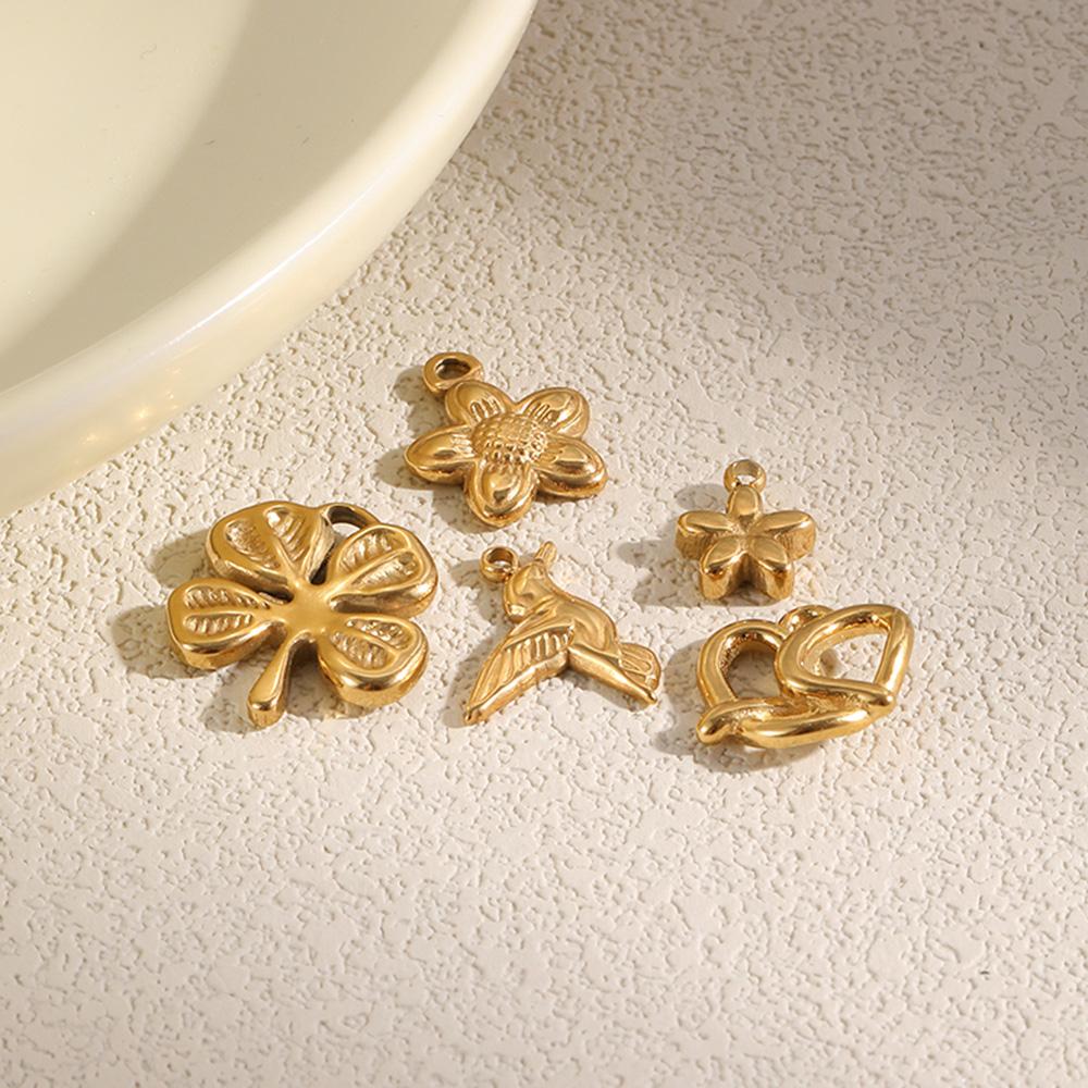 MamacitaSlay 316L Stainless Steel Flower Bird Charms 18K Gold Plated Waterproof Jewelry Making Pendant For Necklace Bracelet DIY