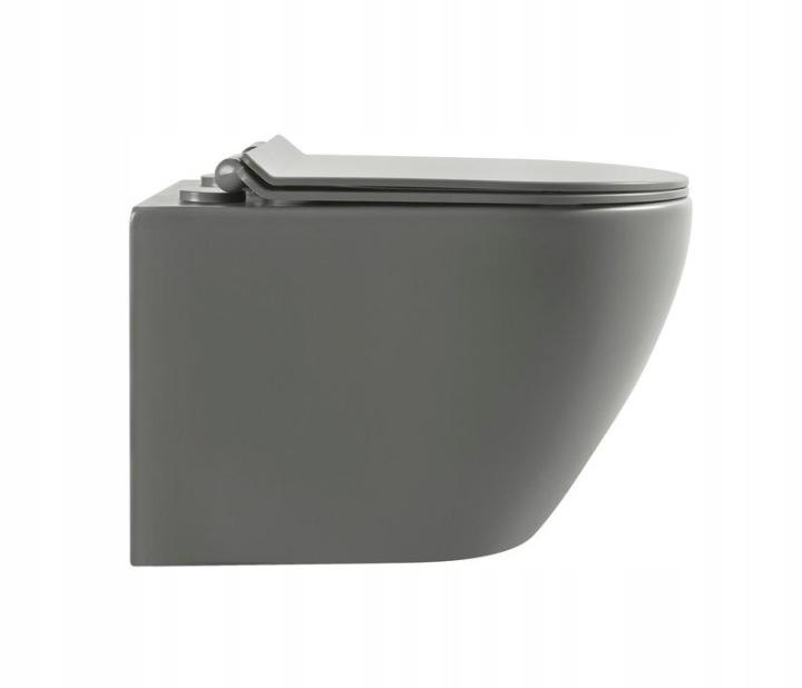 Interno wall-hung toilet bowl 49 CM rimless with W/O seat grey matt