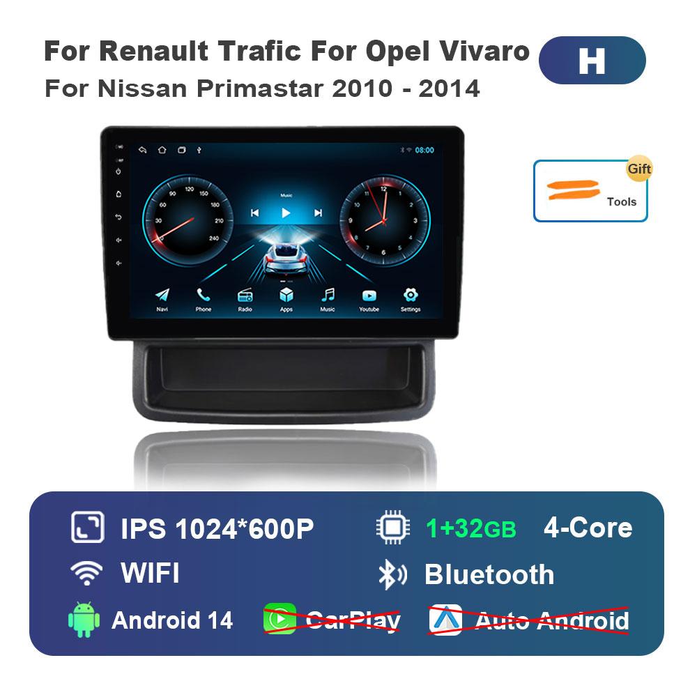 

Автомобильный радиоприемник, мультимедийный проигрыватель Android 14 для Renault Trafic, Opel Vivaro, Nissan Primastar 2010 - 2014 4G BT, разделенный экран